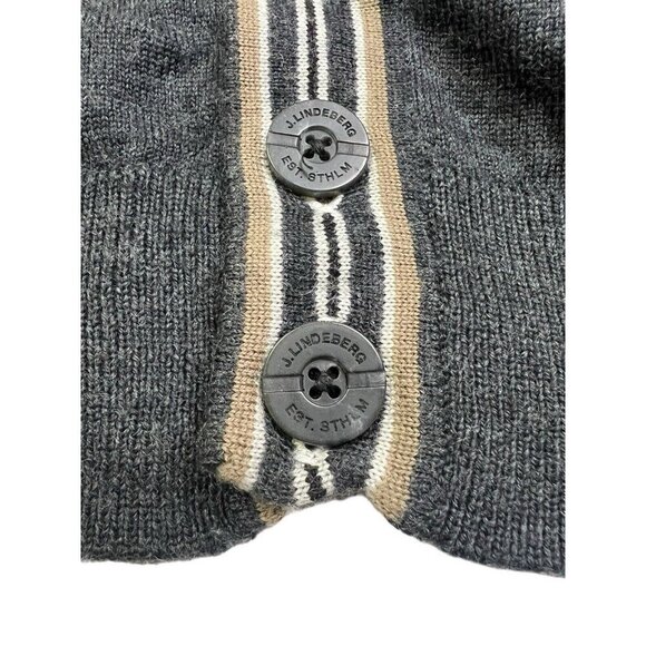 J Lindeberg Cardigan Sweater Mens XXL Fits Sz LARGE Gray Elbow Patch Pinehurst - Picture 7 of 14